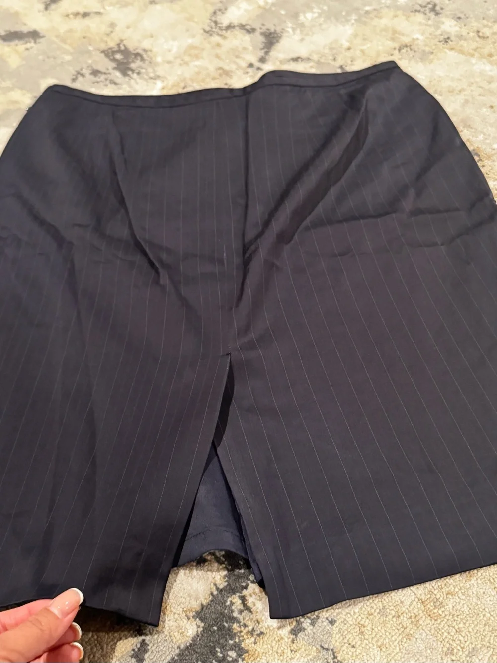 Ann Taylor Black Pinstripe Pencil Skirt